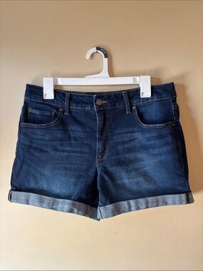Time and Tru Walmart Women’s Dark Blue Denim Roll-Cuff Shorts